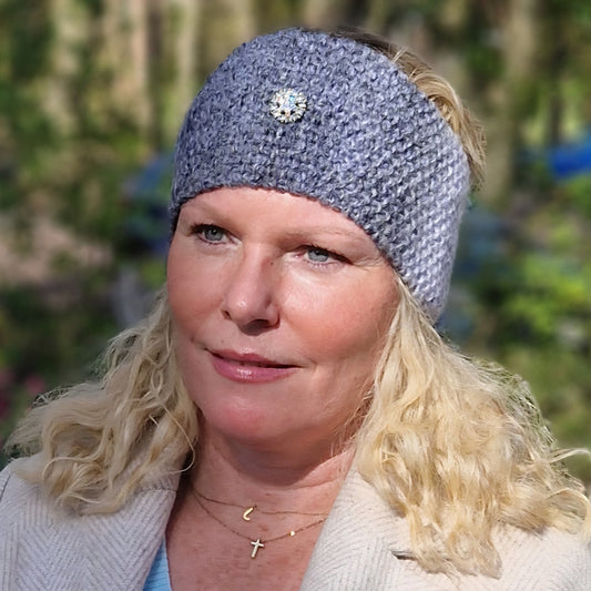 Handknit earwarmer - grey