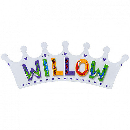 Large White Crown Name Plaque