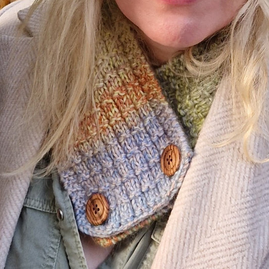 Handknit neck wrap - pastels