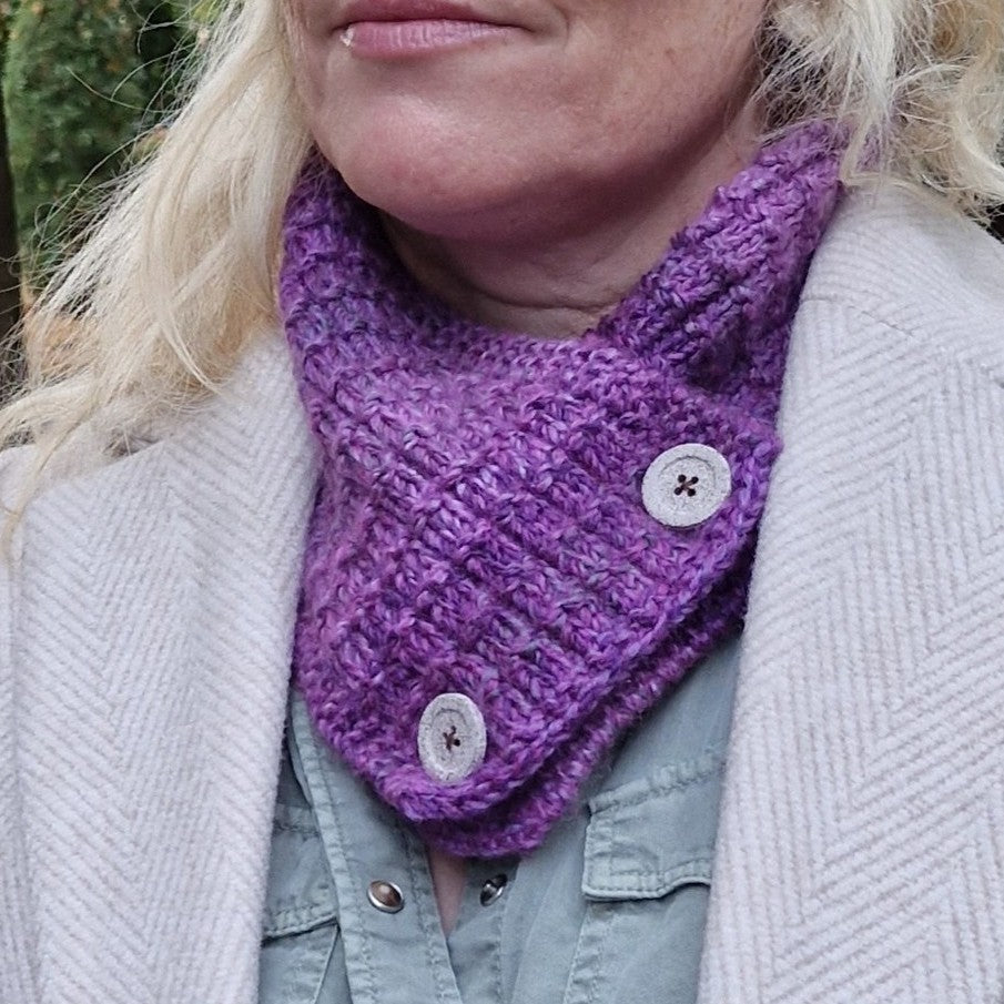 Handknit neck wrap - purple