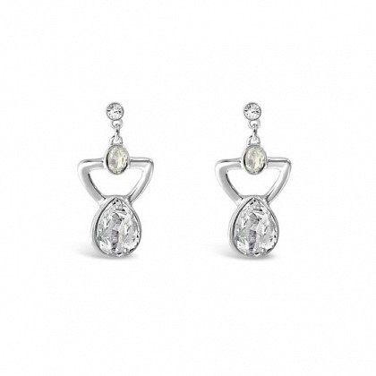 Silver and Clear Crystal Drop Earrings