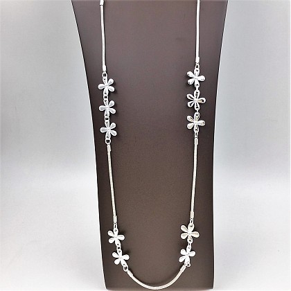 Long Necklace with Dainty Flowers