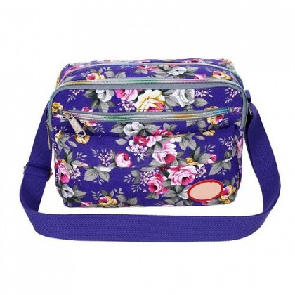 Purple Floral Canvas Cross-body Bag