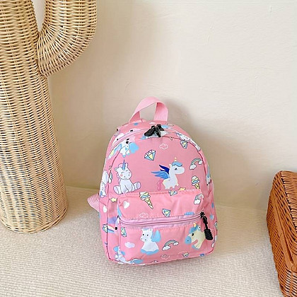 Lightweight Unicorn Print Backpack (Pink)