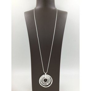 Long Silver Four Circle Necklace