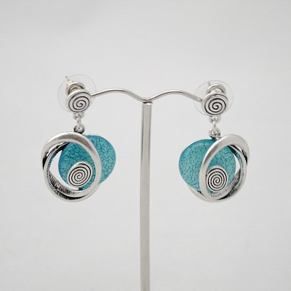 Miss Milly Aqua and Silver Swirl Earrings