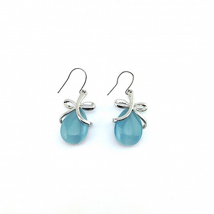 Aqua and Silver Drop Earrings