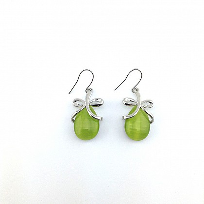 Lime and Silver Drop Earrings