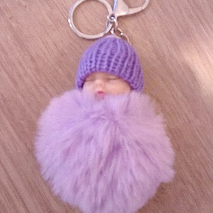 Lilac Fluffy Baby Doll Keyring