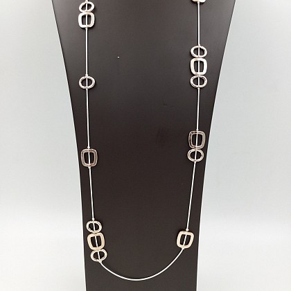 Long Necklace with Rose Gold Square and Circles