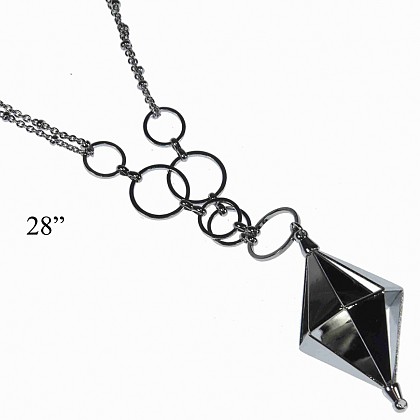 Open Diamond Shaped Pendant on Silver Chain