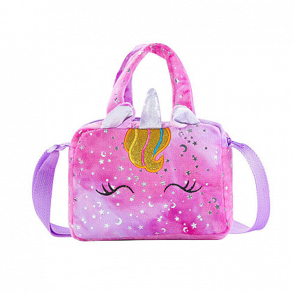 Plush Children's Unicorn Handbag - Purple