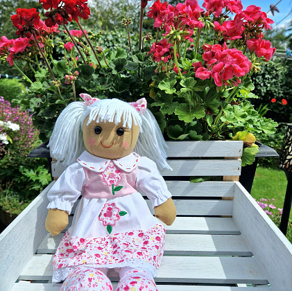 Traditional Handmade White and Pink Floral Dress Ragdoll
