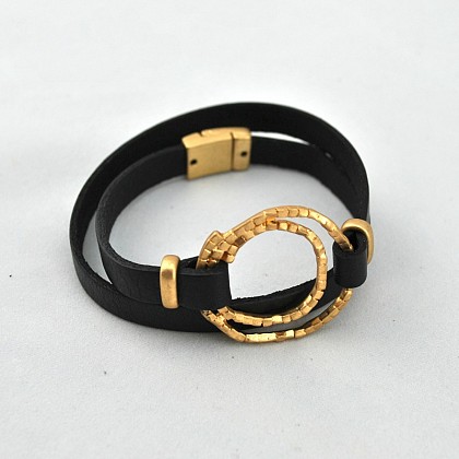 Black Wrap Around Leather Bracelet