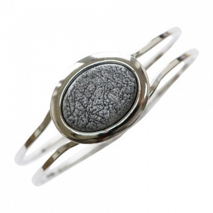 Miss Milly Slate Grey and Silver Oval Hinged Bangle