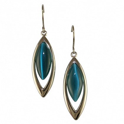 Teal and Silver Drop Earrings